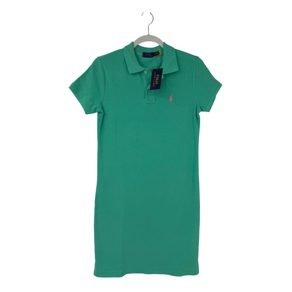 NWT $148 Polo Ralph Lauren Womens Cotton Mesh Polo Dress Sz XS Green Pony Logo - Picture 2 of 8